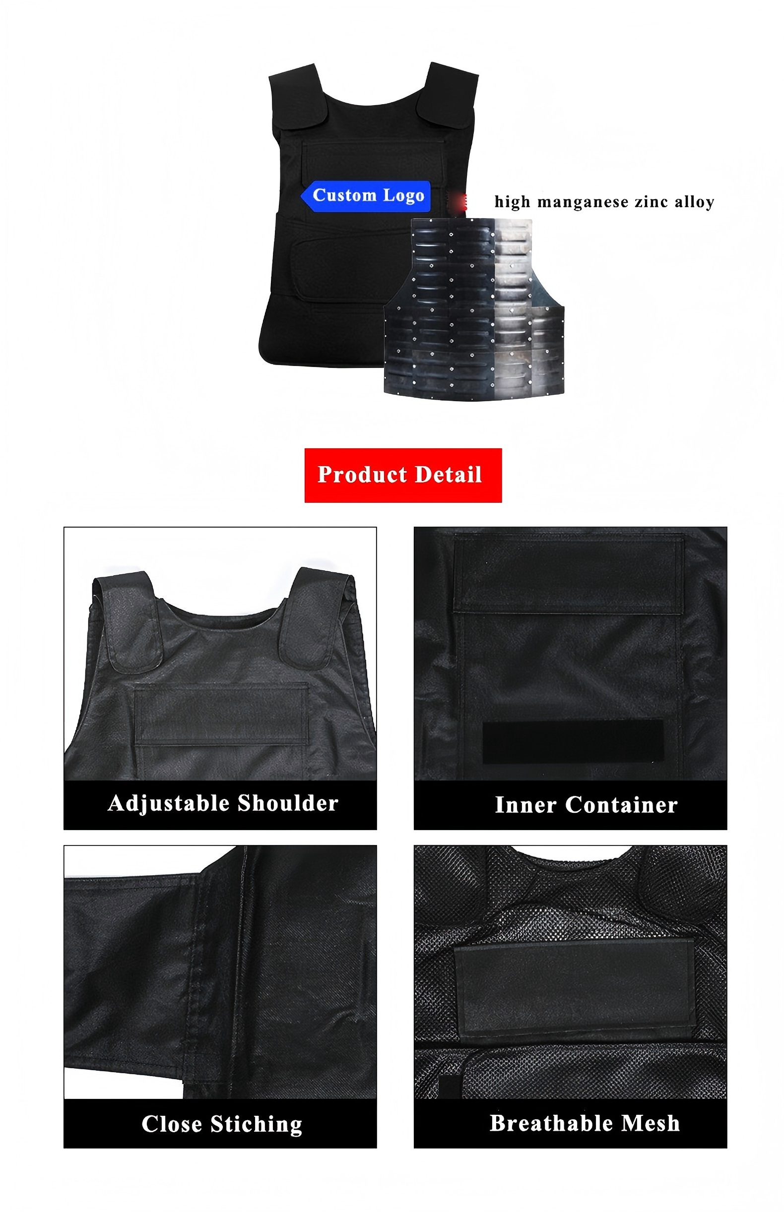 Balck Stab Proof Vests Fatroy